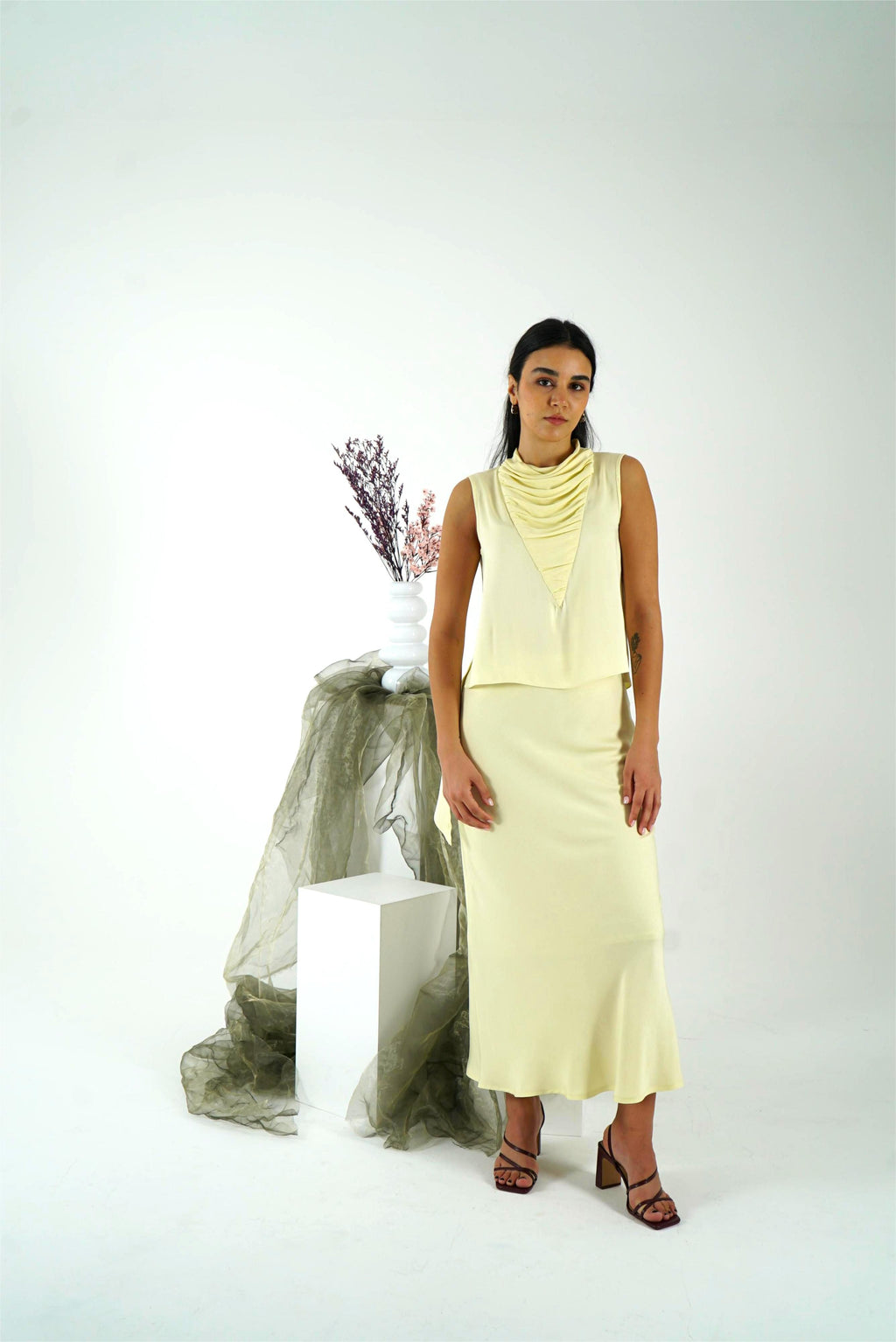 Bias Summer Skirt – Butter Yellow Maxi in Flowing Rayon