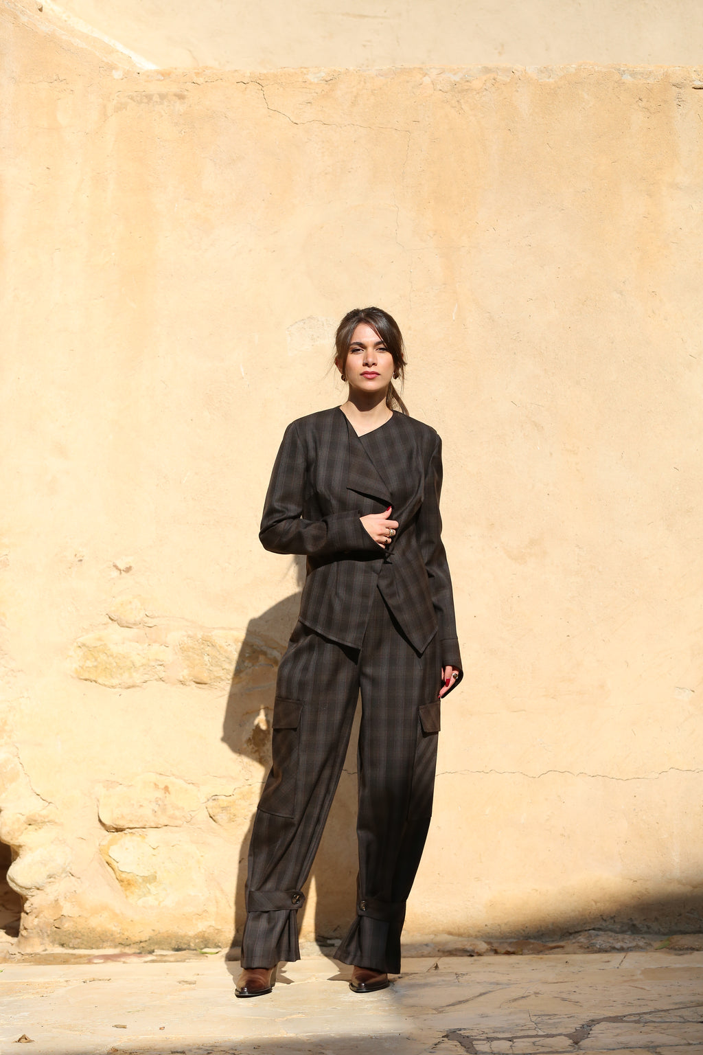 Asymmetrical Fitted Blazer with Open Flap