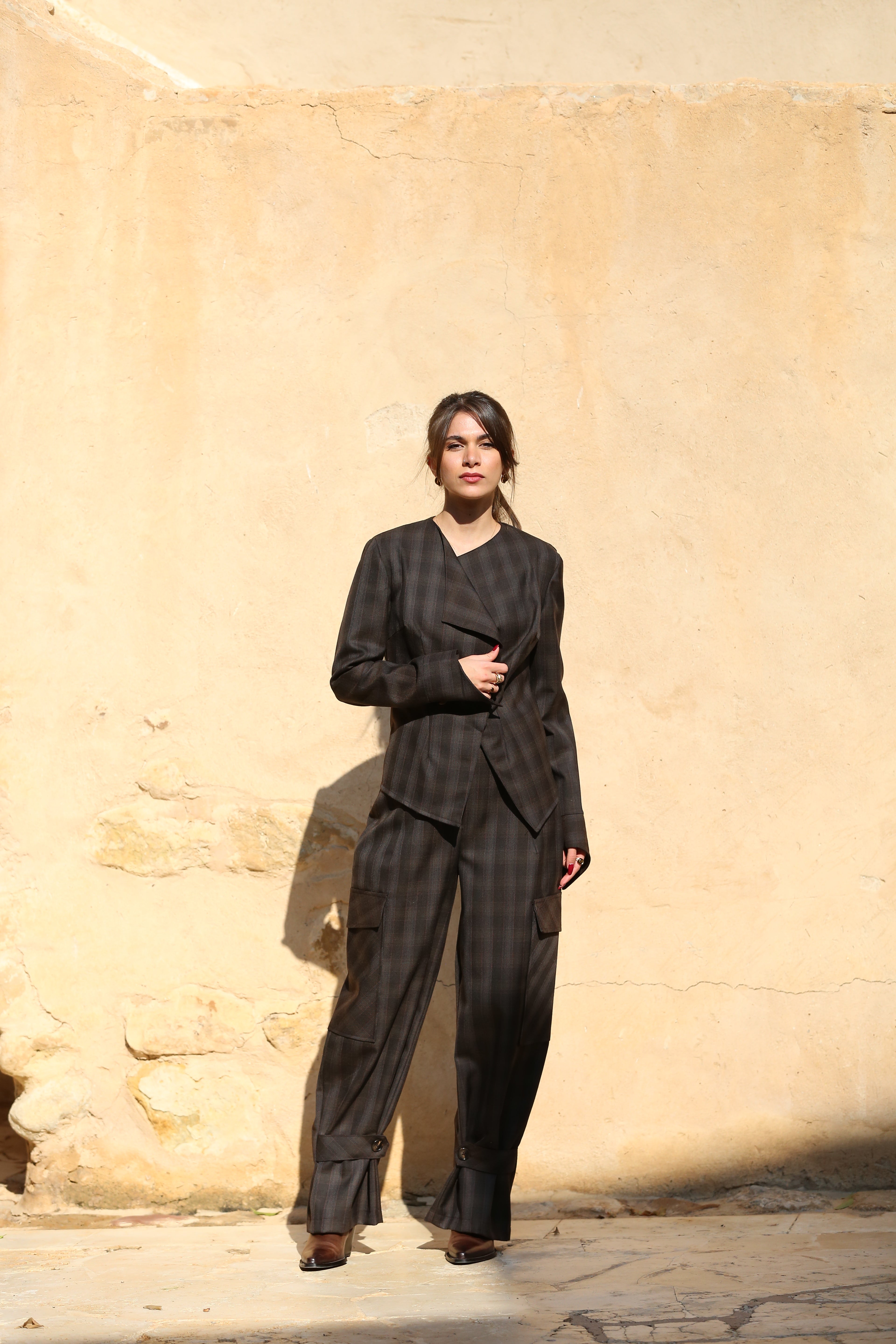 Asymmetrical Fitted Blazer with Open Flap