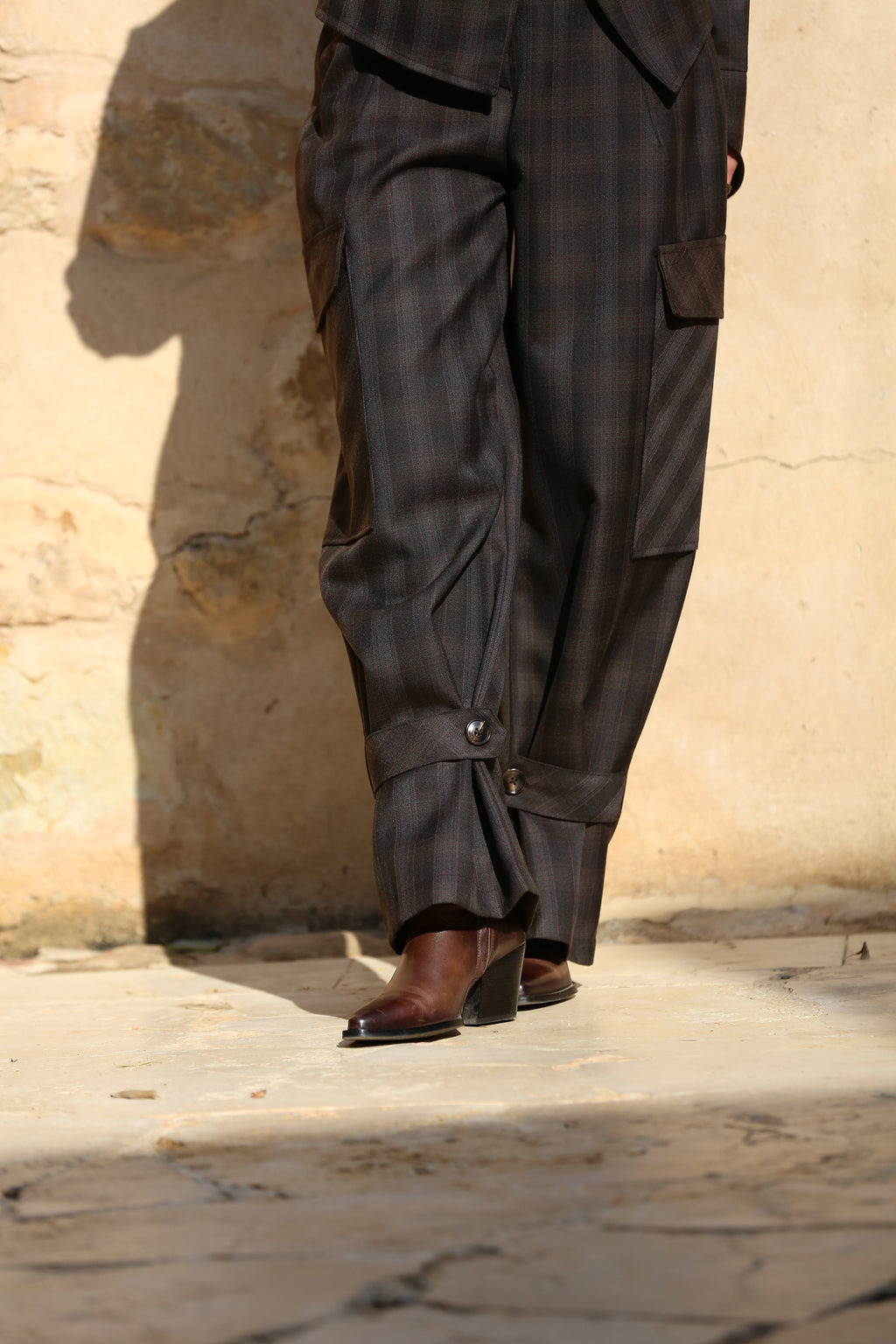 Balloon-Cut Trousers with Adjustable Ankle Strap