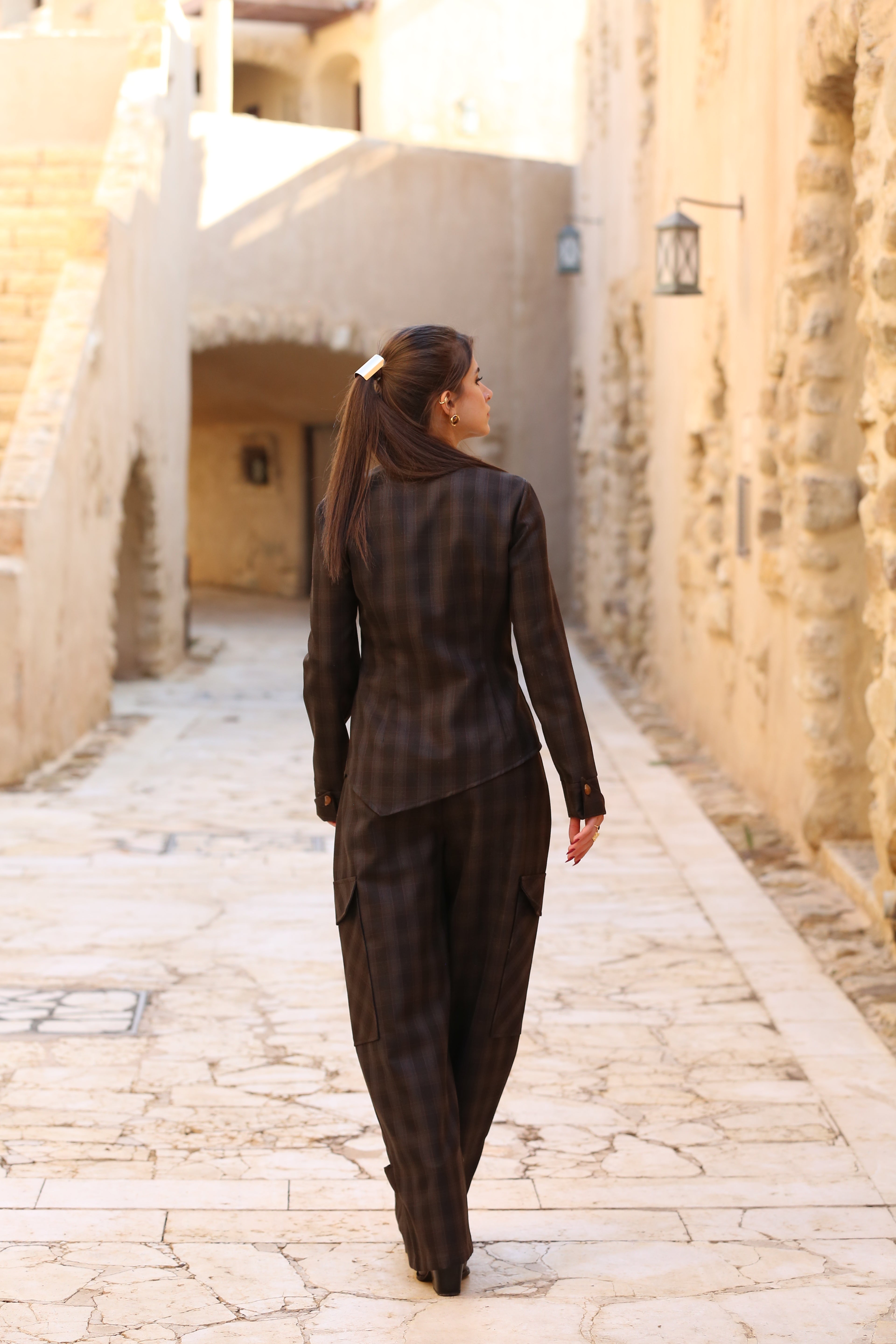 Asymmetrical Fitted Blazer with Open Flap