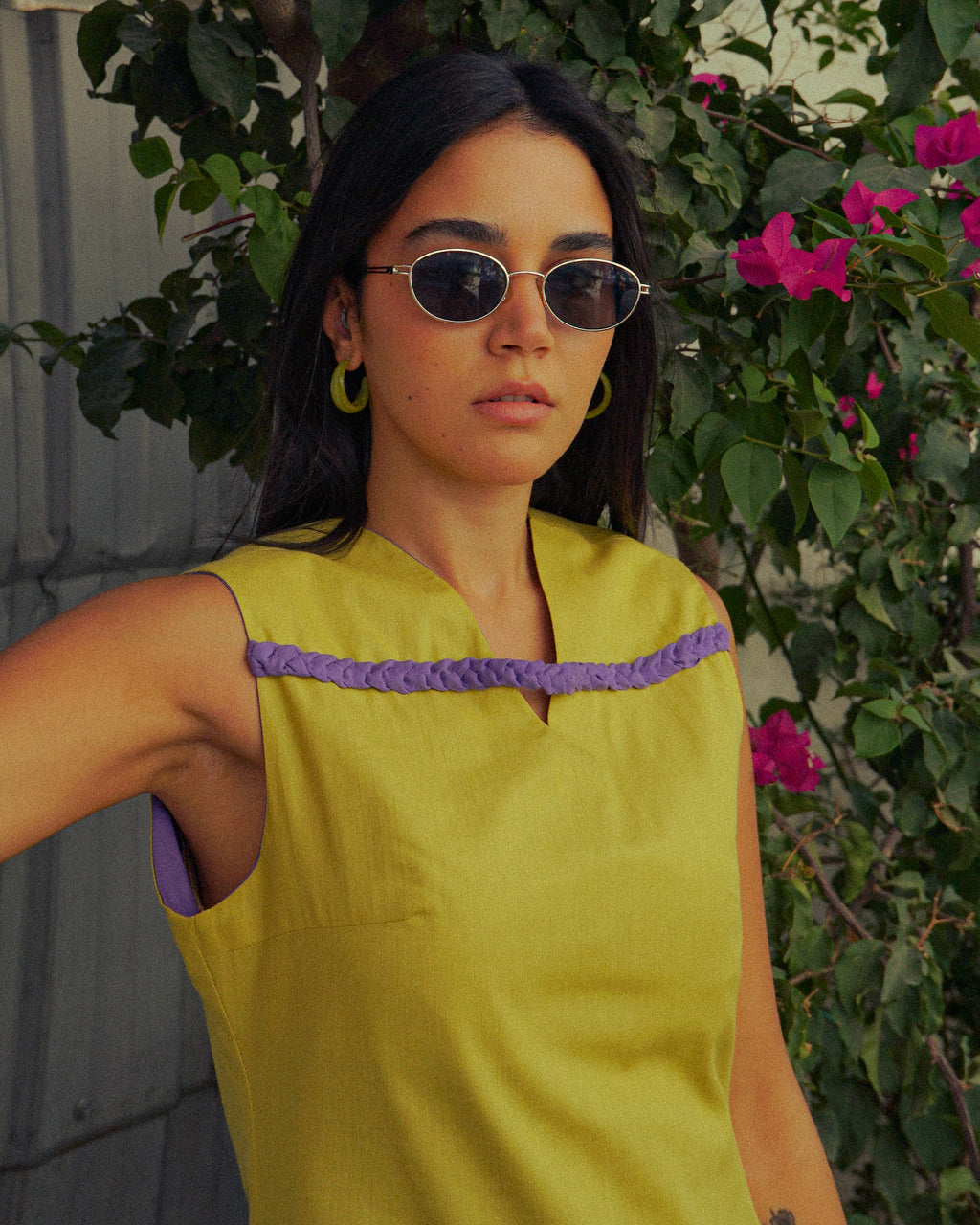Hand-Braided Cotton-Linen Mini Dress