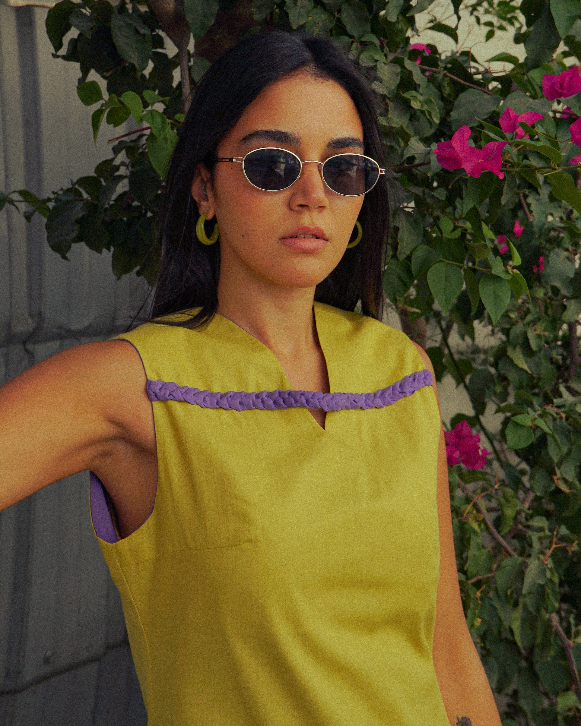 Hand-Braided Cotton-Linen Mini Dress