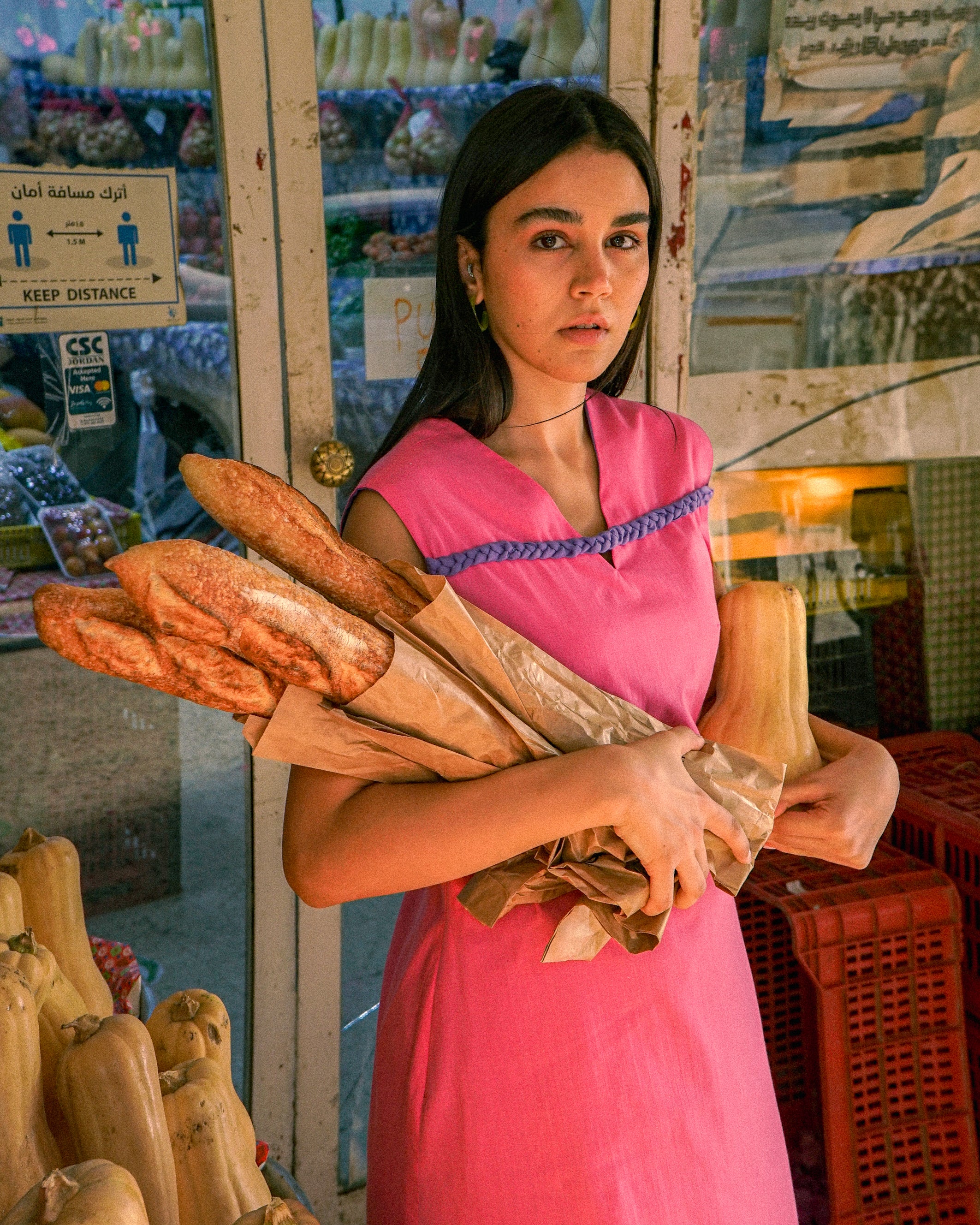 Hand-Braided Cotton-Linen Mini Dress