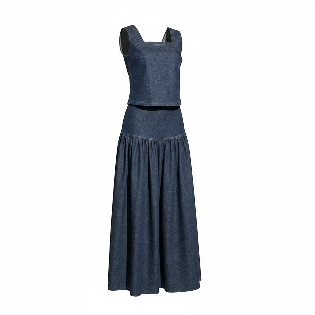 Bokra Ahla Square-Neck Denim Top