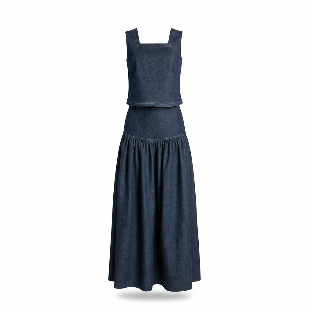 Bokra Ahla Square-Neck Denim Top