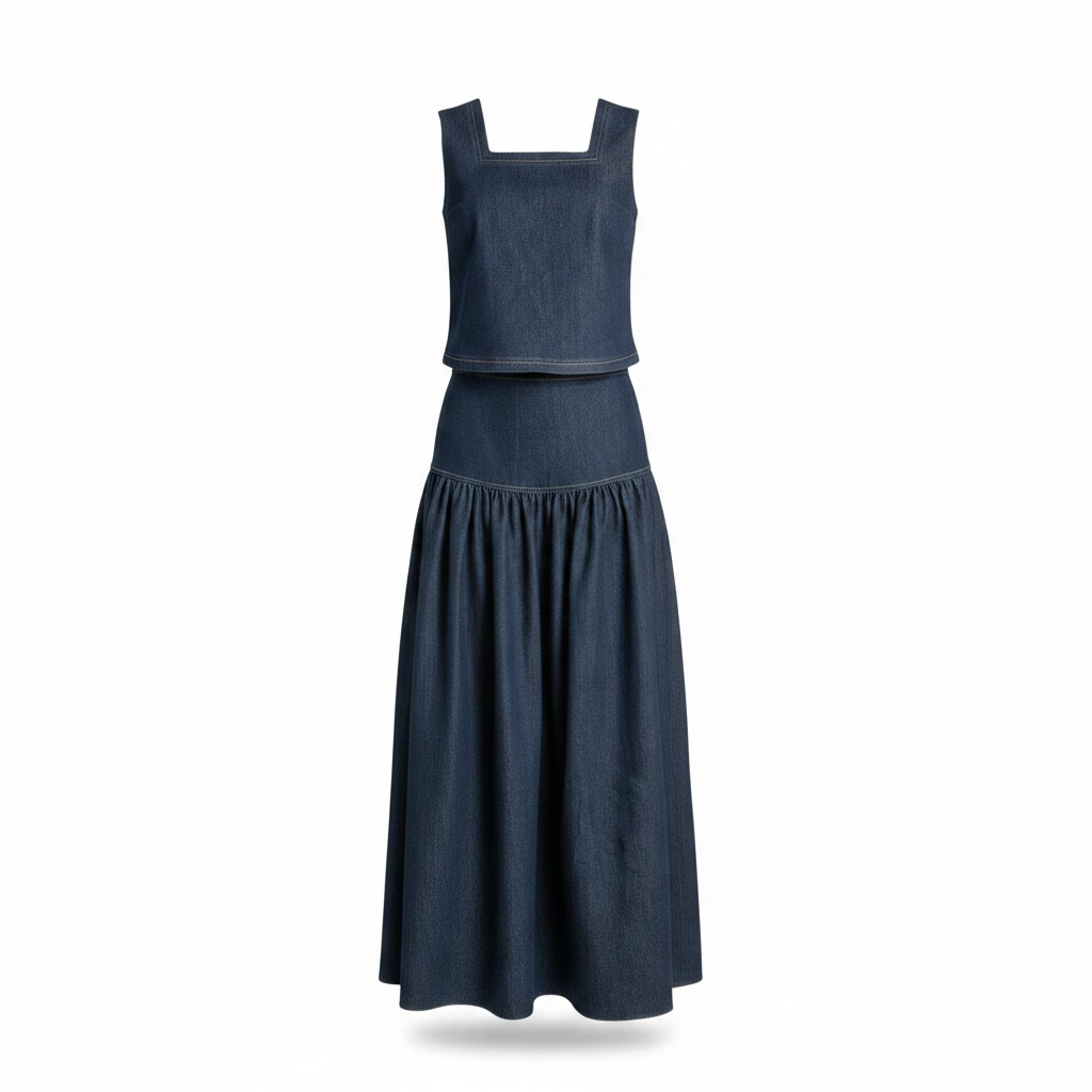 Bokra Ahla High-Waisted Denim Maxi Skirt